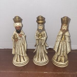Vintage Dickson Japan Three Wise Men Candle Holders Papier Mache Mid Century